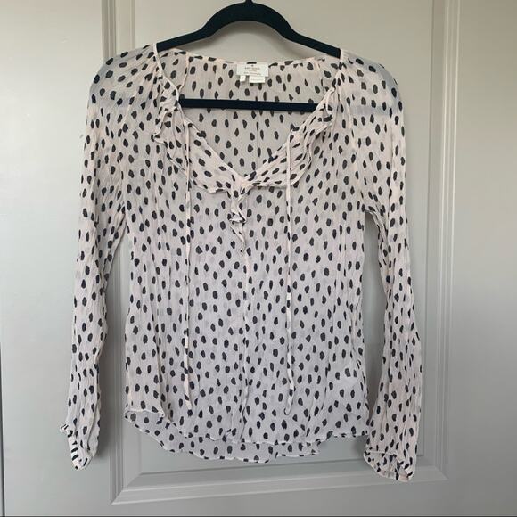kate spade silk long sleeve polka dot blouse size 2 - Picture 2 of 11